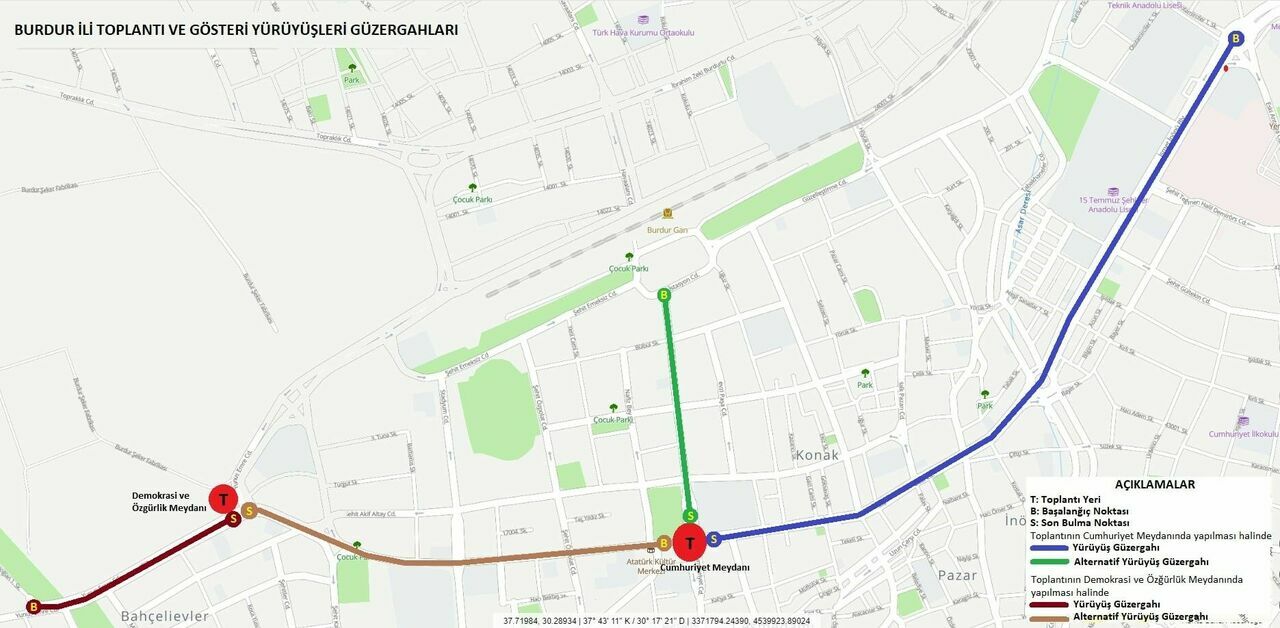 Burdur'da Toplantı Ve Gösteri Yürüyüşü Yapılacak Yerler Belirlendi 