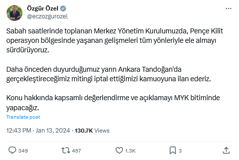 Chp Anayasa'ya Saygı Mitingini Iptal Etti!