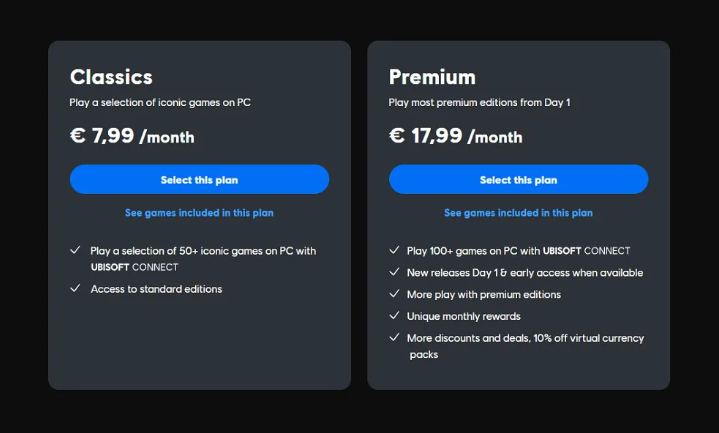 Ubisoft+ Premium ve Classics'le yenileniyor