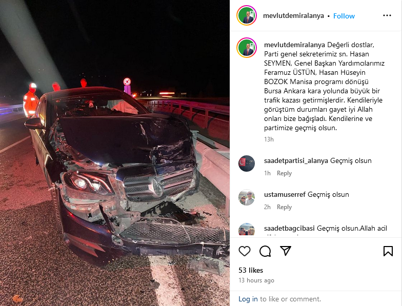 Gelecek Partisi Üst Düzey Yöneticileri Kaza Geçirdi