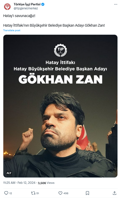 Ti̇p Hatay Büyükşehir Belediye Başkan Adayı Gökhan Zan Oldu