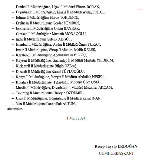 Resmi Gazete'de yayımlandı! 4 ilin emniyet müdürü değişti!