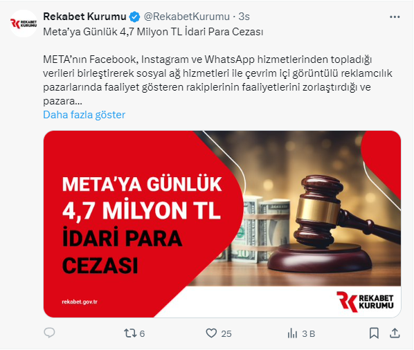 Rekabet Kurumu Meta'ya yeni yaptırımlar getirdi