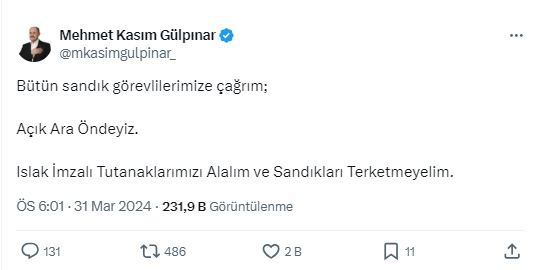 Mehmet Kasım Açıklama