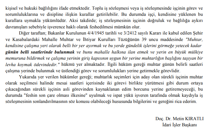 Kamuda çalışan işçi muhtar seçilirse istifa etmesi gerekir mi?