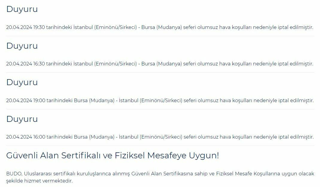 Marmara'da fırtına: BUDO seferleri iptal edildi