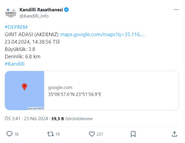 Akdeniz'de deprem meydana geldi: Hissedildi!