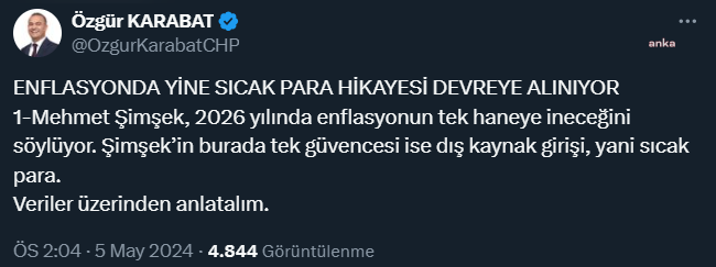 CHP'den Mehmet Şimşek'e tepki: 'Üretim reformu yerine günü kurtarmak mı?'