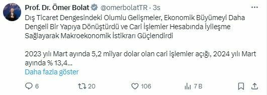 Bakan Bolat ödemeler dengesi istatistiklerini değerlendirdi