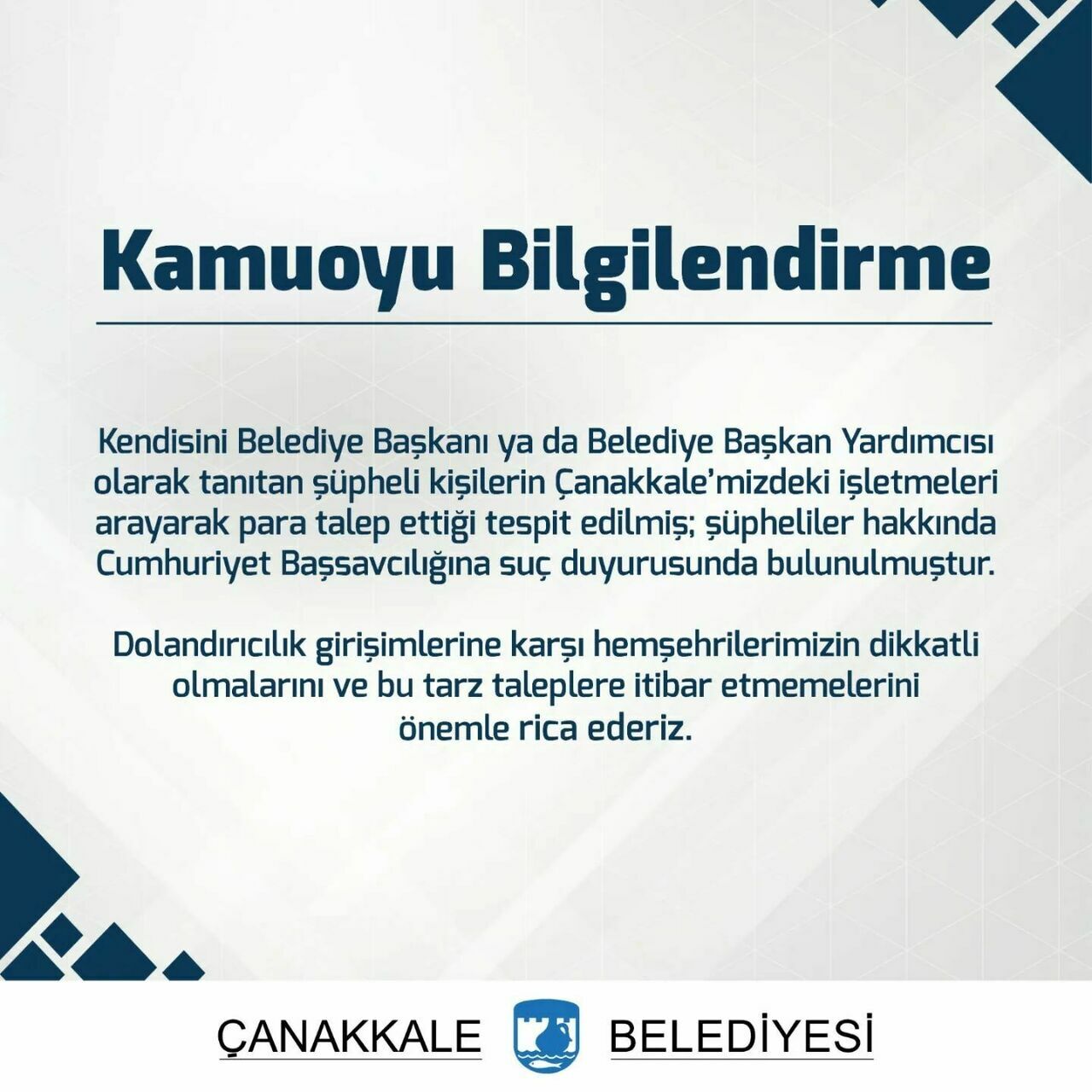 Çanakkale Belediye Başkanı Adıyla Dolandırdılar! Belediye Uyardı 2 