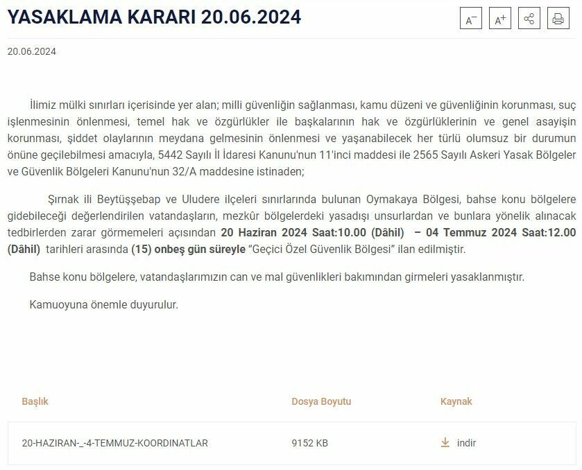 Valilik duyurdu! 15 gün süreyle 'geçici özel güvenlik' bölgesi ilan edildi