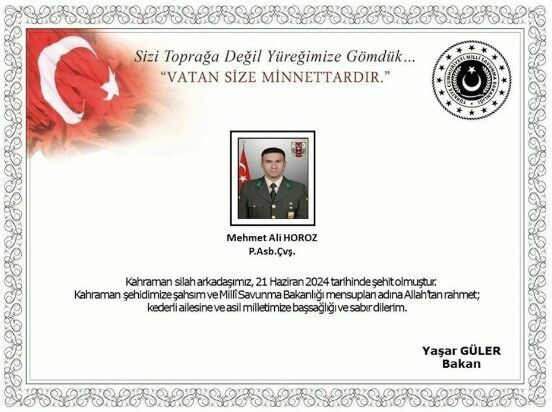 Pençe-Kilit operasyonu bölgesinde bir asker şehit oldu
