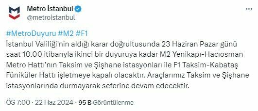 Valilikten yasak geldi! Metro kapatma kararı