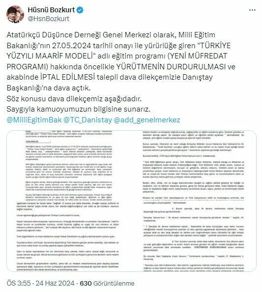 ADD'den Bakanlığa iptal davası! Dilekçe Danıştay'da