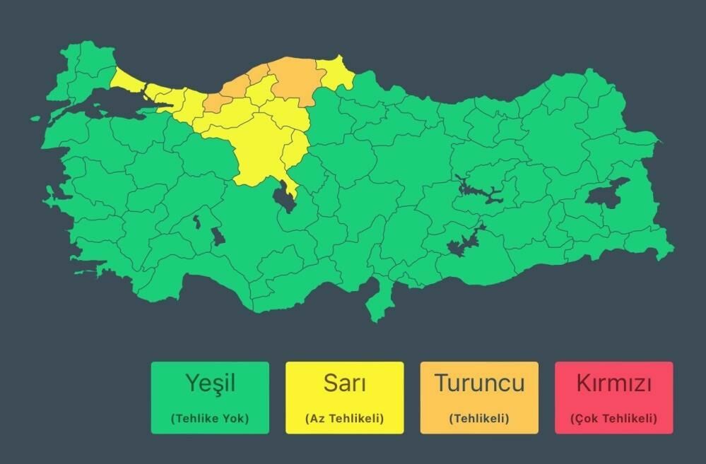 Meteoroloji’den Düzce için turuncu kod: Kuvvetli yağış ve sel tehlikesi!