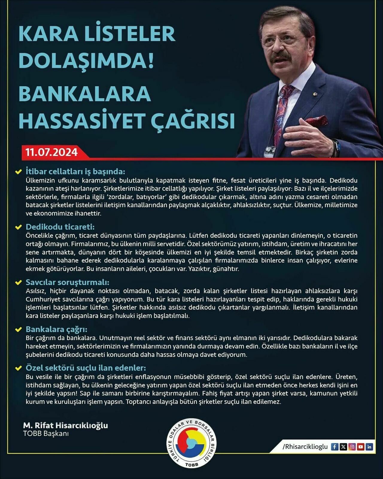 Hisarcıklıoğlu'na Destek