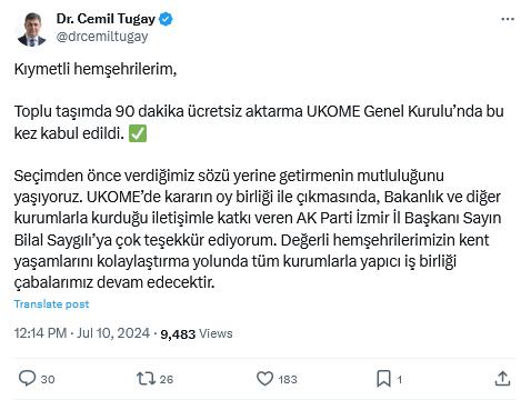 Screenshot 2024 07 10 At 12 48 39 (3) Dr. Cemil Tugay On X Kıymetli Hemşehrilerim Toplu Taşımda 90 Dakika Ücretsiz Aktarma Ukome Genel Kurulu’nda Bu Kez Kabul Edildi. ✅ Seçimden Önce Ver[...]