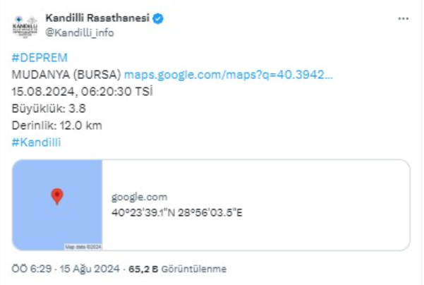 Bursa'da deprem oldu! İstanbul'da da hissedildi