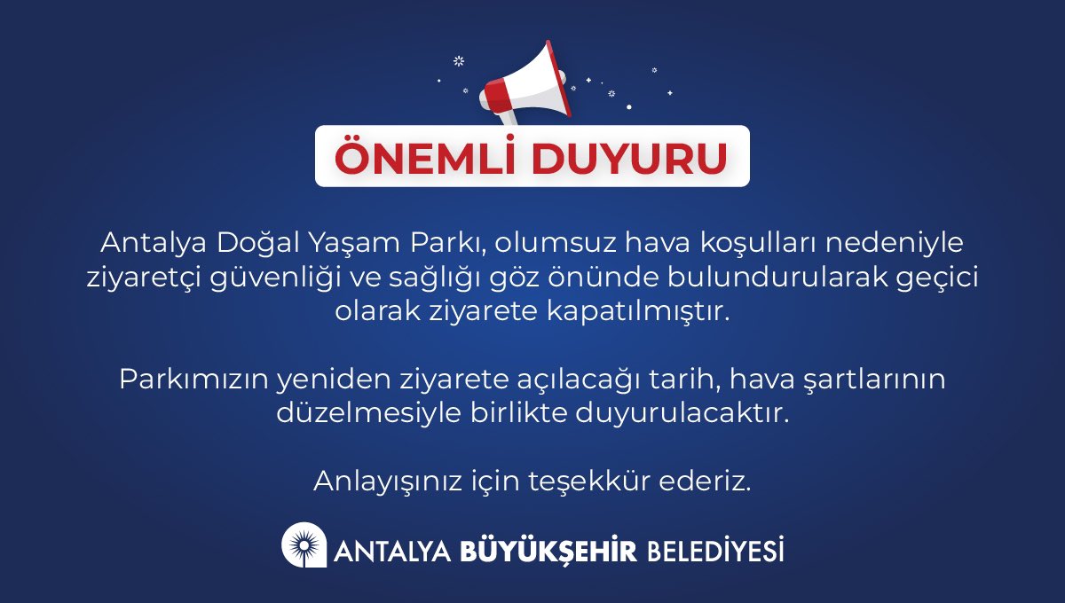 Antalya’da Doğal Yaşam Parkı ve Düden Şelalesi Ziyarete Kapatıldı