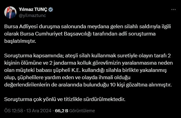 Bursa Adliyesi'nde Mahkeme Salonunda Sil*hlar Çekildi: 3 Öl*, Çok Sayıda Yaralı