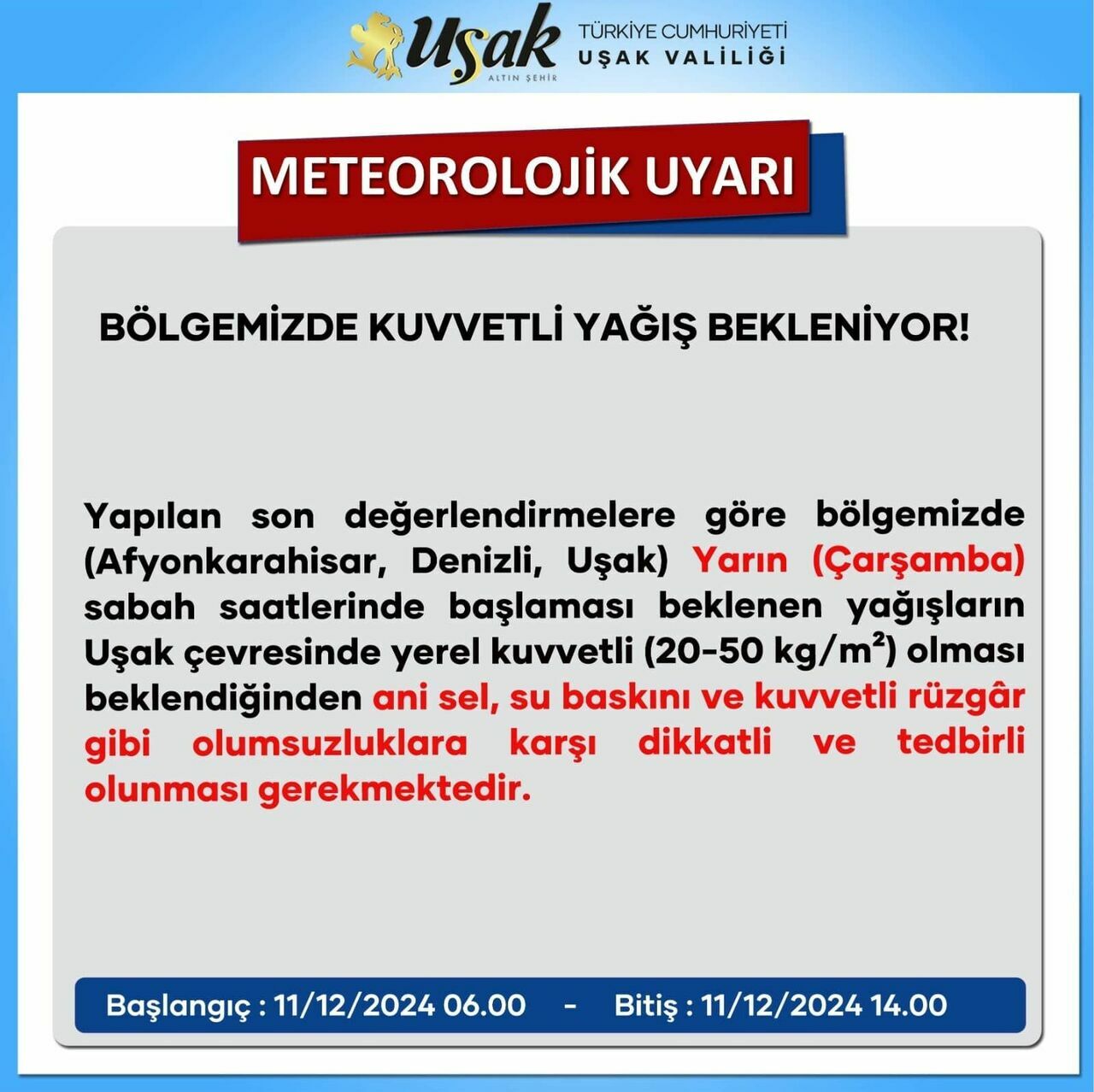 Meteoroloji O İl İçin Uyardı! Yarın Bekleniyor...