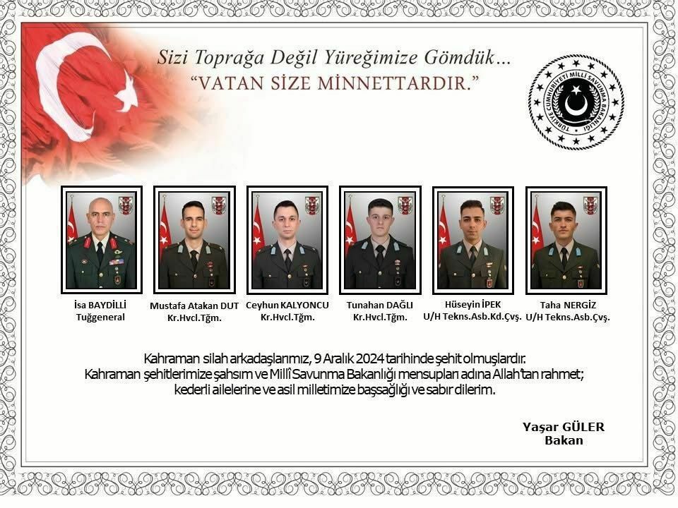 Isparta Helikopter Kazası Şehitleri