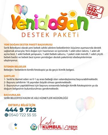 Serik Belediyesi’nden Yenidoğan Bebeklere Destek Paketi-1