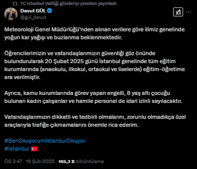 İstanbul Valiliği Açıkladı! Okullar Tatil Edildi