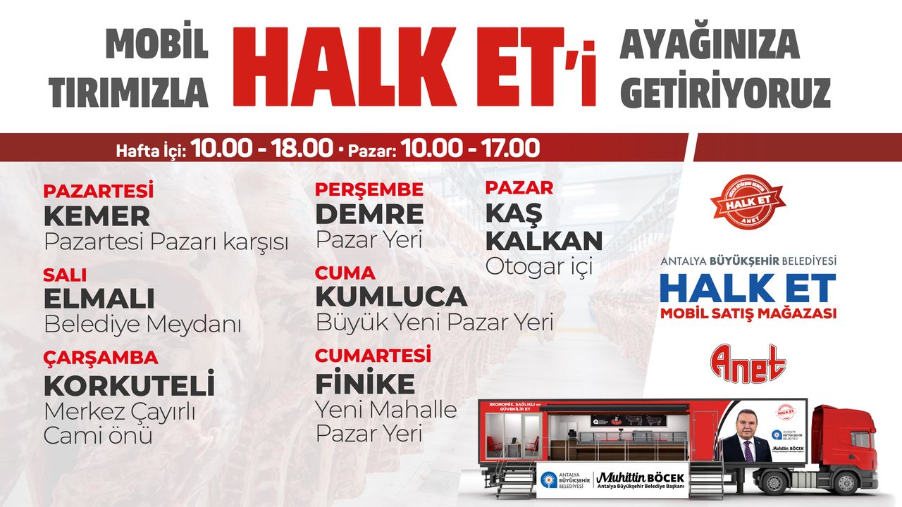 Antalya Büyükşehir'den Gezici Halk Et Şubeleri! İşte Haftalık Program 2