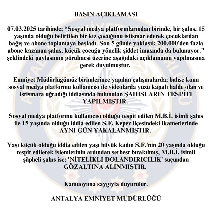 Antalya'da Online Çocuk İstsmarı İddiası! 1 Kişi Gözaltına Alındı 2