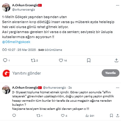 Burdur Belediye Başkanı Ercengiz'den Melih Gökçek'e Dilek İmamoğlu Tepkisi  2