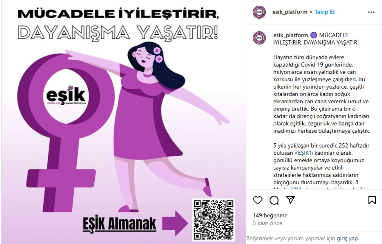 EŞİK 8 Mart Mesajı:"Mücadele İyileştirir Dayanışma Yaşatır!"