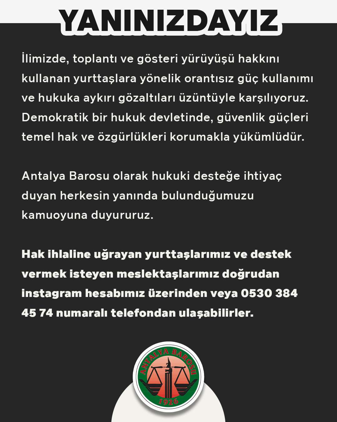 Antalya’da Gözaltına Alınan Öğrencilere Barodan Destek! 2