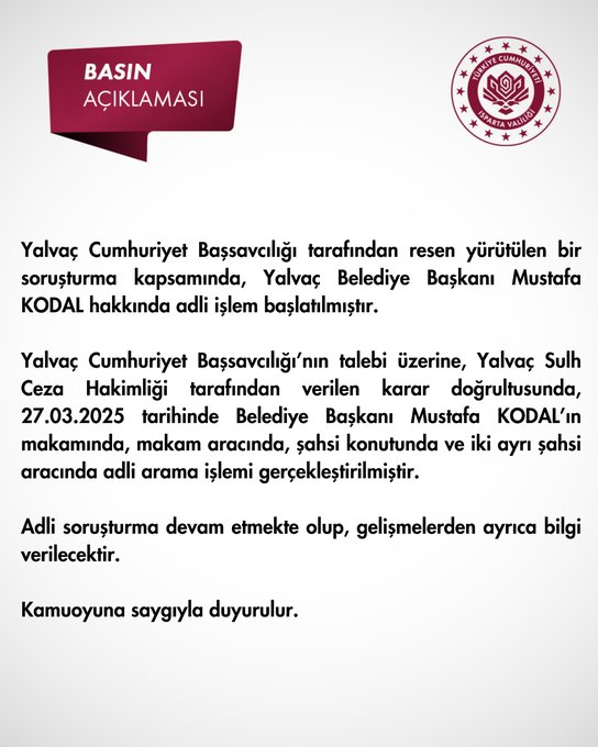 Isparta Yalvaç Belediye Başkanı Mustafa Kodal'a Operasyon1