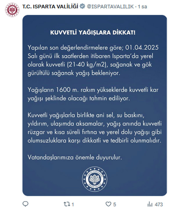 Ispartalılar Dikkat! Kuvvetli Yağış Ve Kar Başlıyor! 2