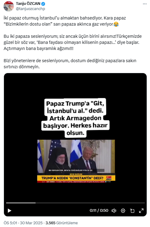 Tanju Özcan'dan Beyaz Saray'daki 'Konstantin' Benzetmesine Tepki!