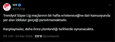 TFF Açıkladı! Süper Lig Maçları Ertelenecek Mi?