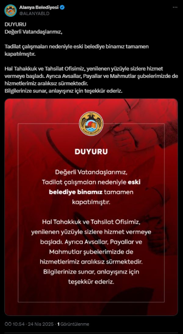 Alanya Belediye Binası Kapatıldı