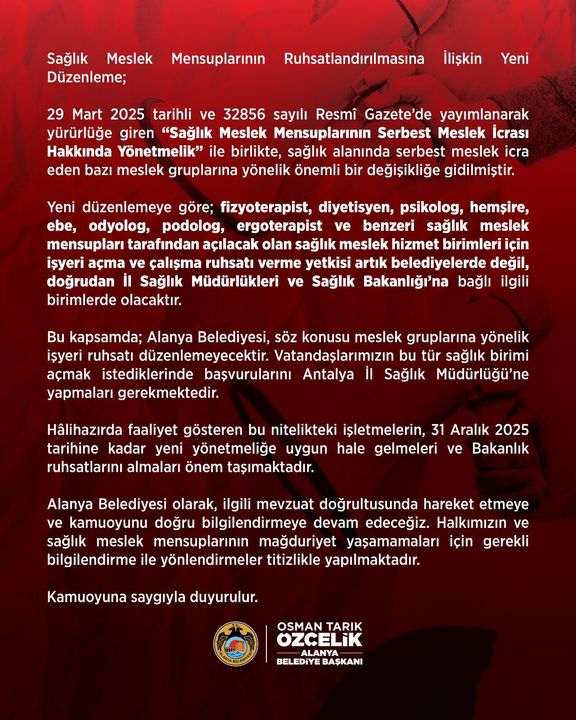 Alanya Belediyesi Sağlık Meslek Mensupları Ruhsat Başvurularını Almayacak 2