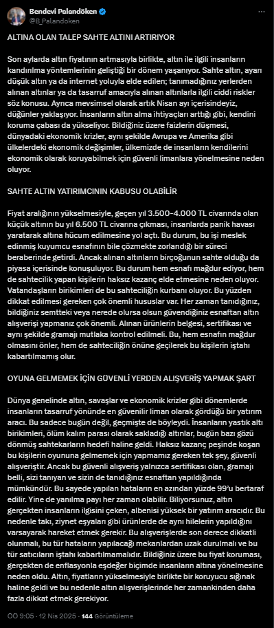 Altın Fiyatları Yükselirken Şok Uyarıda Geldi!