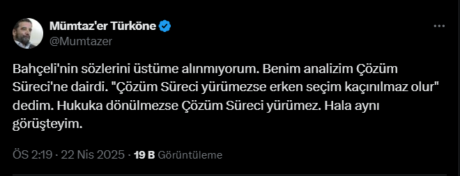 Bahçeli Hedef Almıştı! Mümtaz'er Türköne'den Yanıt Geldi