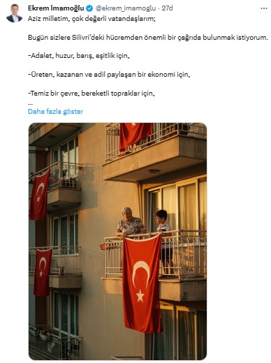 Ekrem İmamoğlu’ndan Bayrak Asma Çağrısı 2