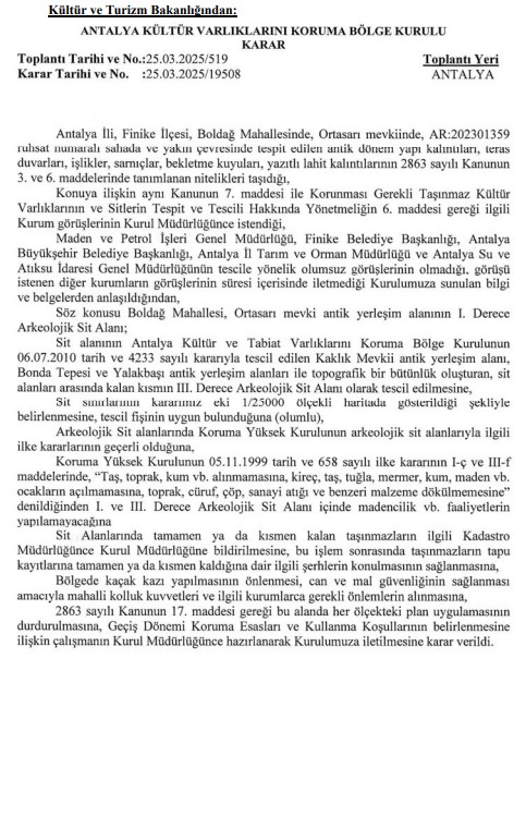 Finike Boldağ'da O Bölge Sit Alanı İlan Edildi! Maden Ruhsatı Verilemeyecek 2