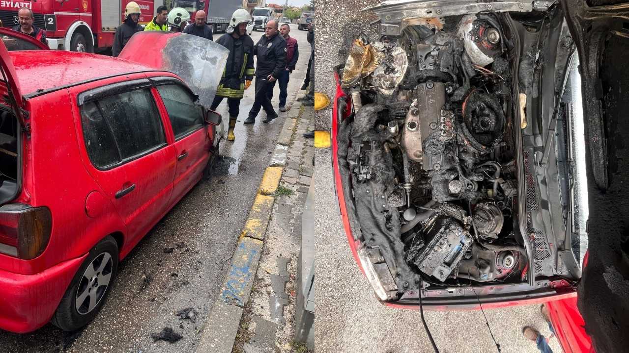 Isparta’da Akan Trafikte Bir Araç Alev Aldı2