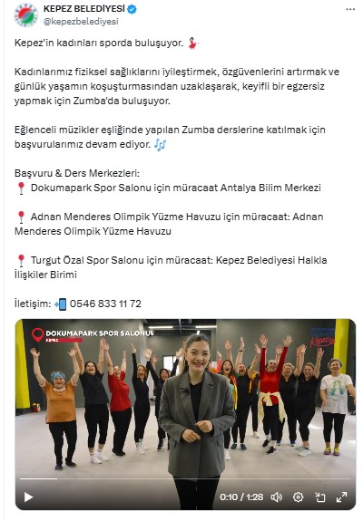 Kepez'de 3 Merkezde Kadınlara Ücretsiz Zumba Dersi Kayıtları Sürüyor 2