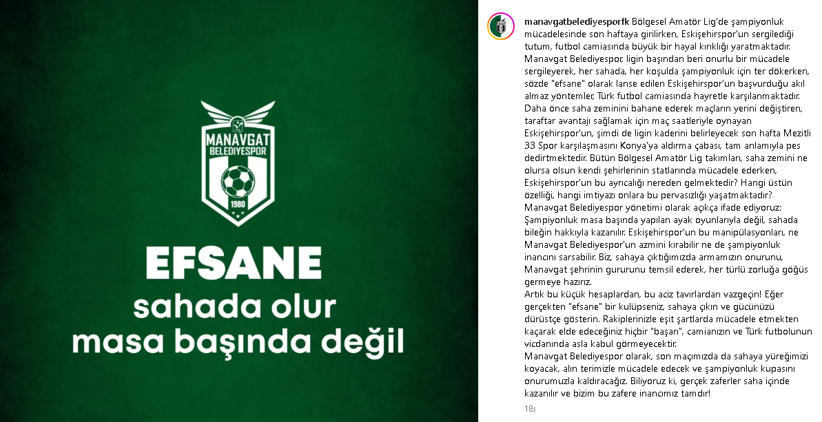Manavgat Belediyespor Açıklama