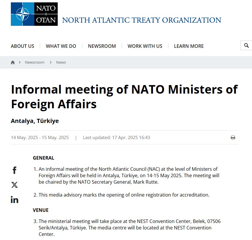 Nato Dışişleri Bakanları Antalya'da Toplanacak  2
