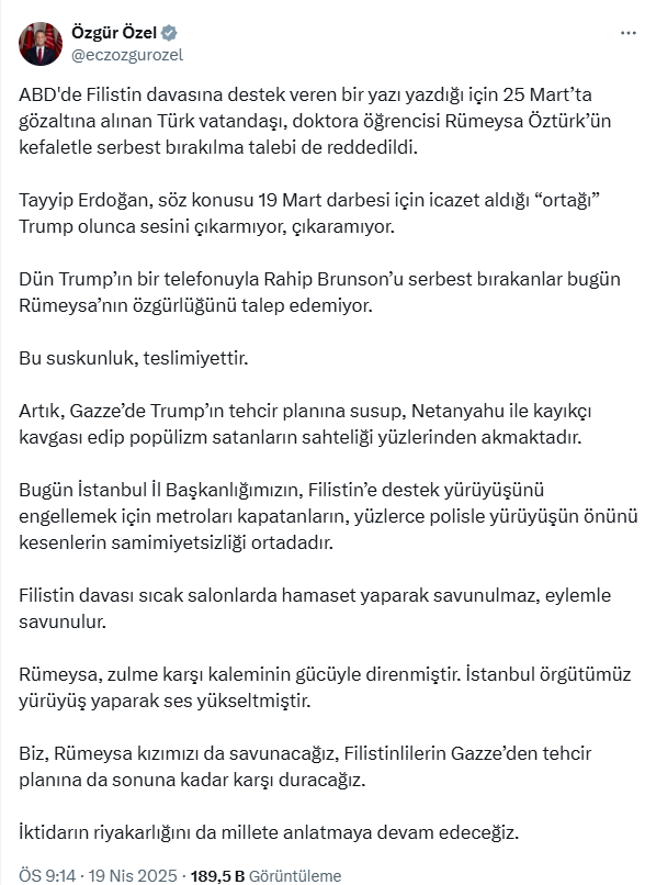 Özgür Özel’den Erdoğan’a Trump Tepkisi!
