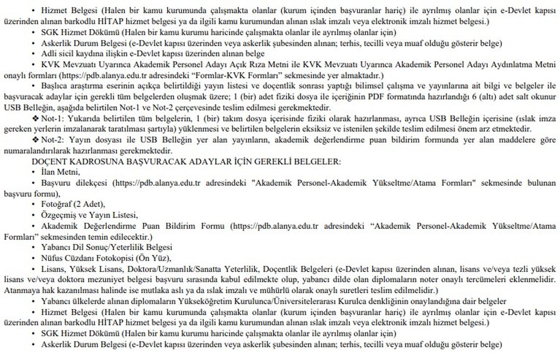 2 Alanya Alaaddin Keykubat Üniversitesi Öğretim Üyesi Alımı Yapacak!