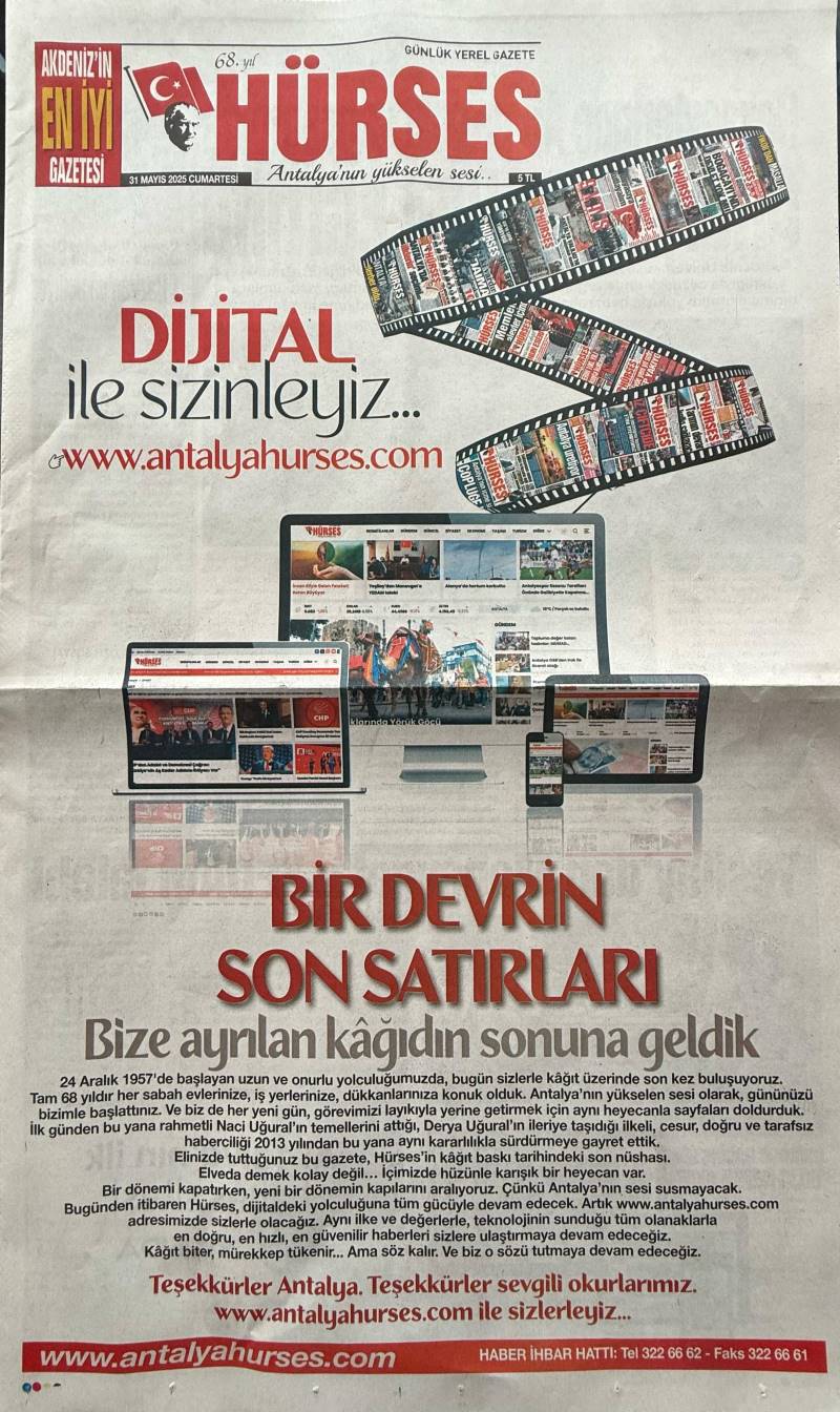 Antalya’da Beş Yerel Gazete Yayın Hayatına Bugün Son Verdi